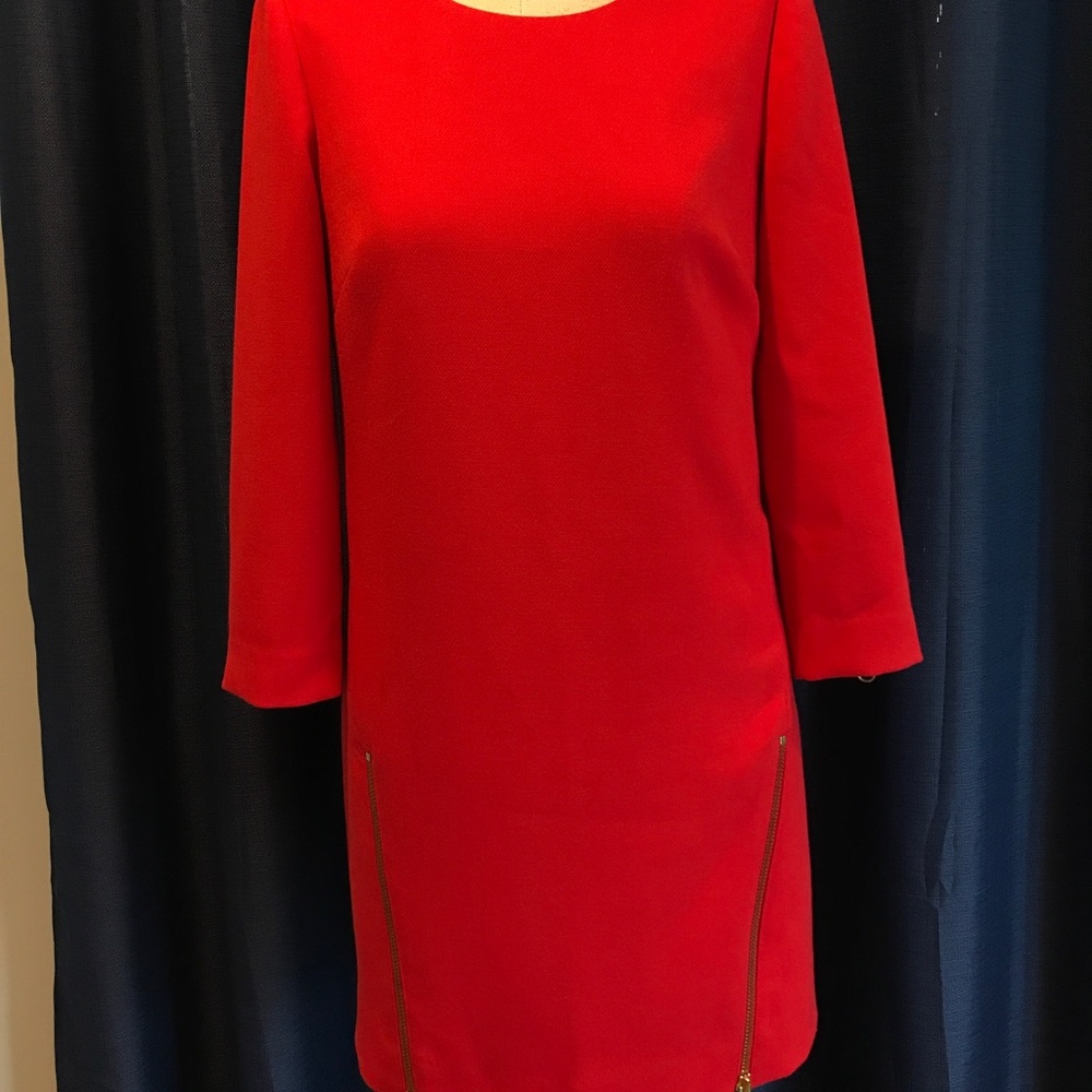 J.crew 3/4 sleeve red dress